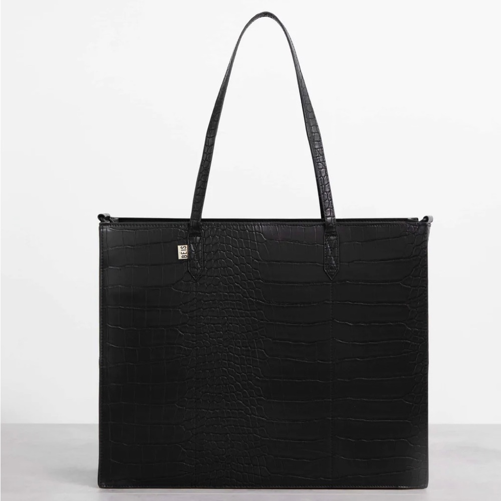 Béis : The Work Tote in Black Croc